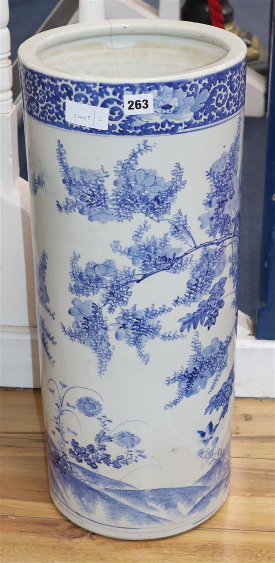 A Japanese blue and white stickstand height 62cm